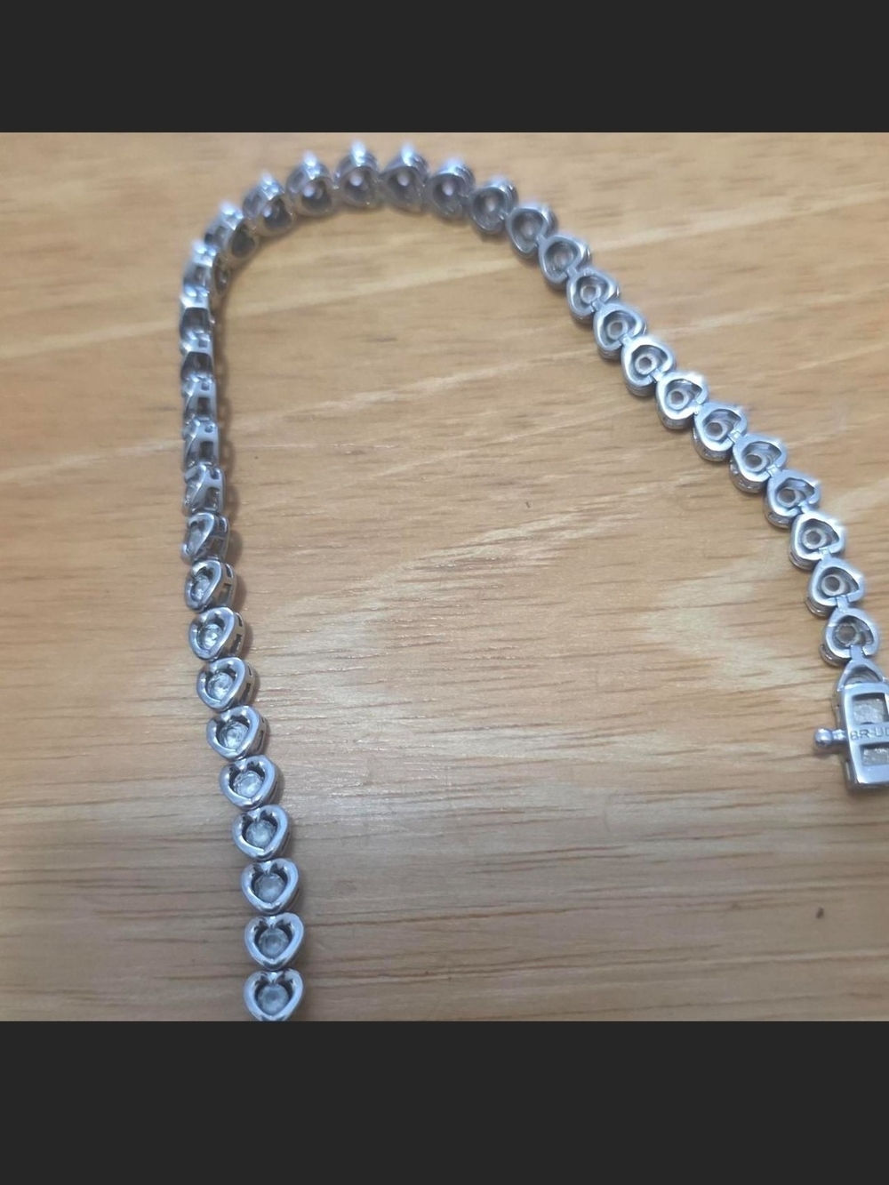 Diamonique Sterling Silver Heart Link Bracelet with Clear Stones